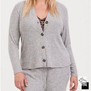 Grey Hacci Button Front Sleep Cardigan